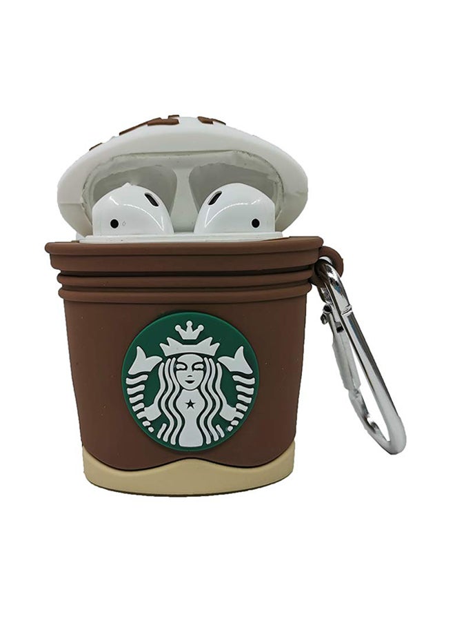 آيماكس غطاء حماية بتصميم كوب قهوة ثلاثي الأبعاد لسماعات أبل آيربودز . البني/الأبيض - Image 2