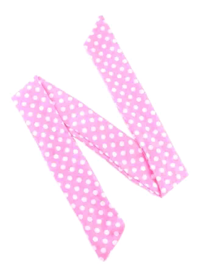 يو-هومي ربطة رأسٍ بتصميم عقدة فيونكة وطبعة منقطة وردي/أبيض 105 x 6سم - Image 2