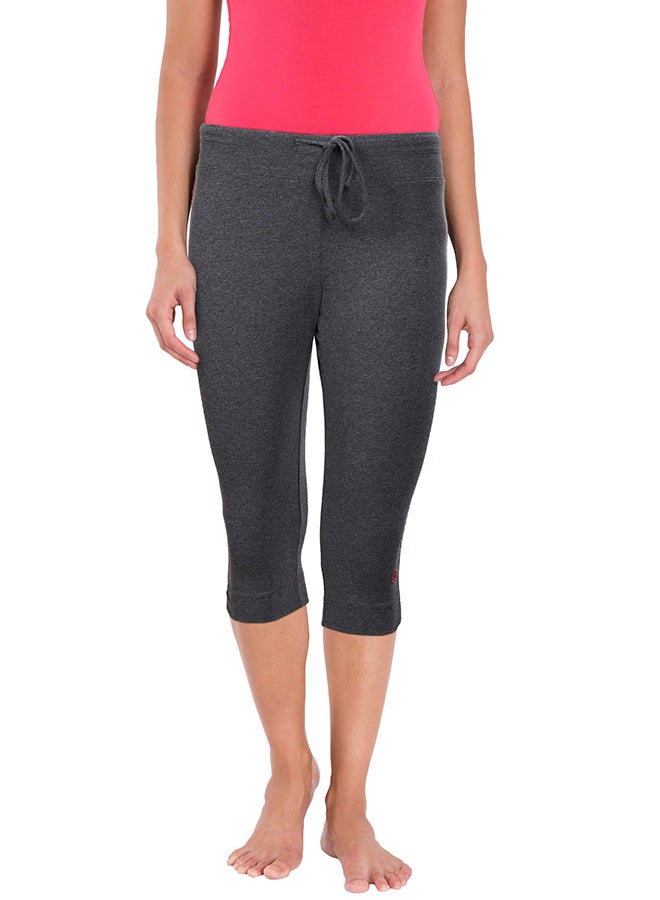 JOCKEY Solid Capri Sport Tights Charcoal Melange / Ruby  - Image 1