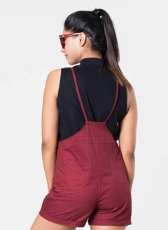 Raw Orange Solid Strap Dungaree Maroon  - Image 2