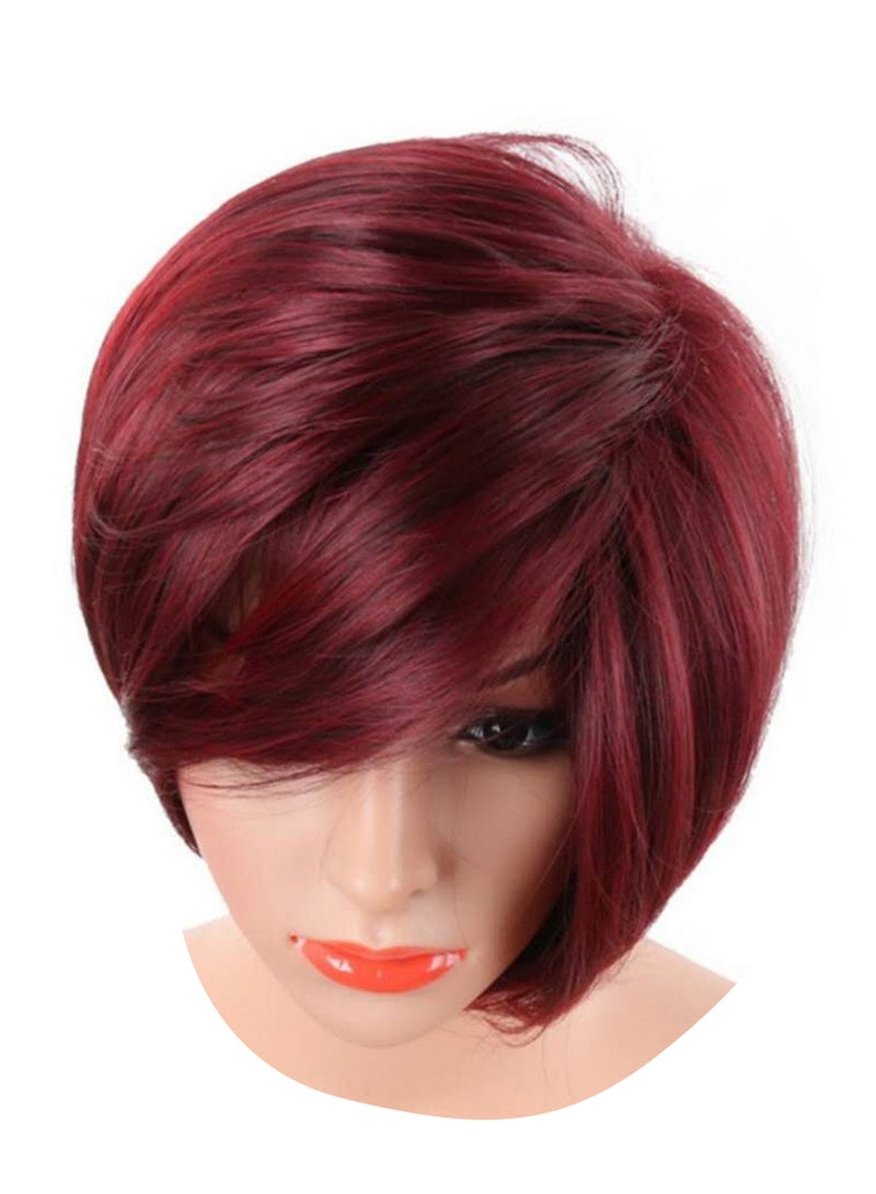 CYJGAF Pixie Cut Short Straight Hair Wig With Mane-Queen Red 