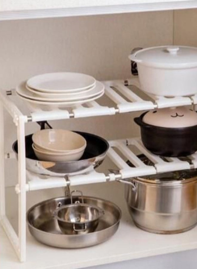 Under Sink Storage Organizer Rack Off White - Image 2