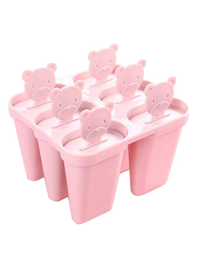Generic 6-Cell DIY Bear Sticks Ice Cream Mold Pink 