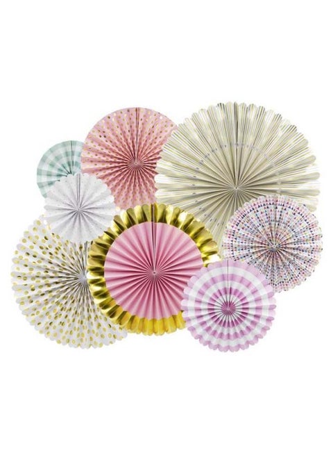 8-Piece Party Wall Decoration Hanging Paper Fans Set