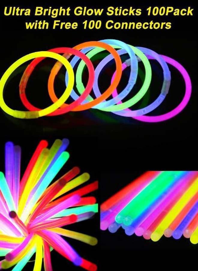 100-Piece Flashing Party Glow Sticks Set With Connectors  - Image 3
