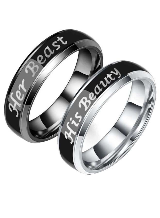 2-Piece Titanium Steel Couple Engagement Ring Set 