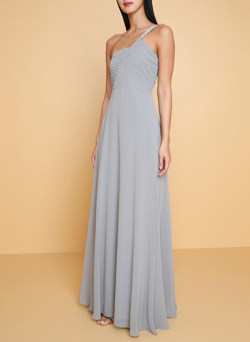 ARIA One Shoulder Embellished Dress Grey - Image 2