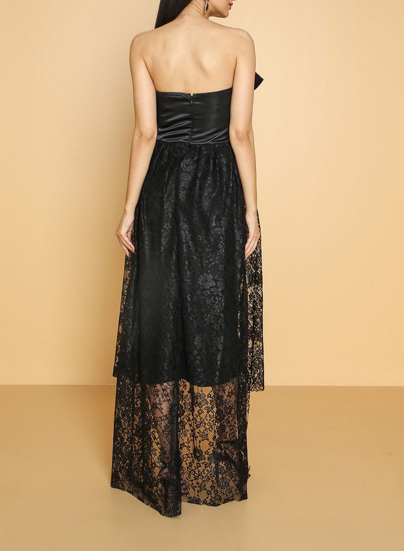 ARIA - Bow Detail Hi-Low Dress Black - Image 1