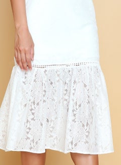 ARIA Ivory Lace Halter Tie Midi Dress Ecru  - Image 4