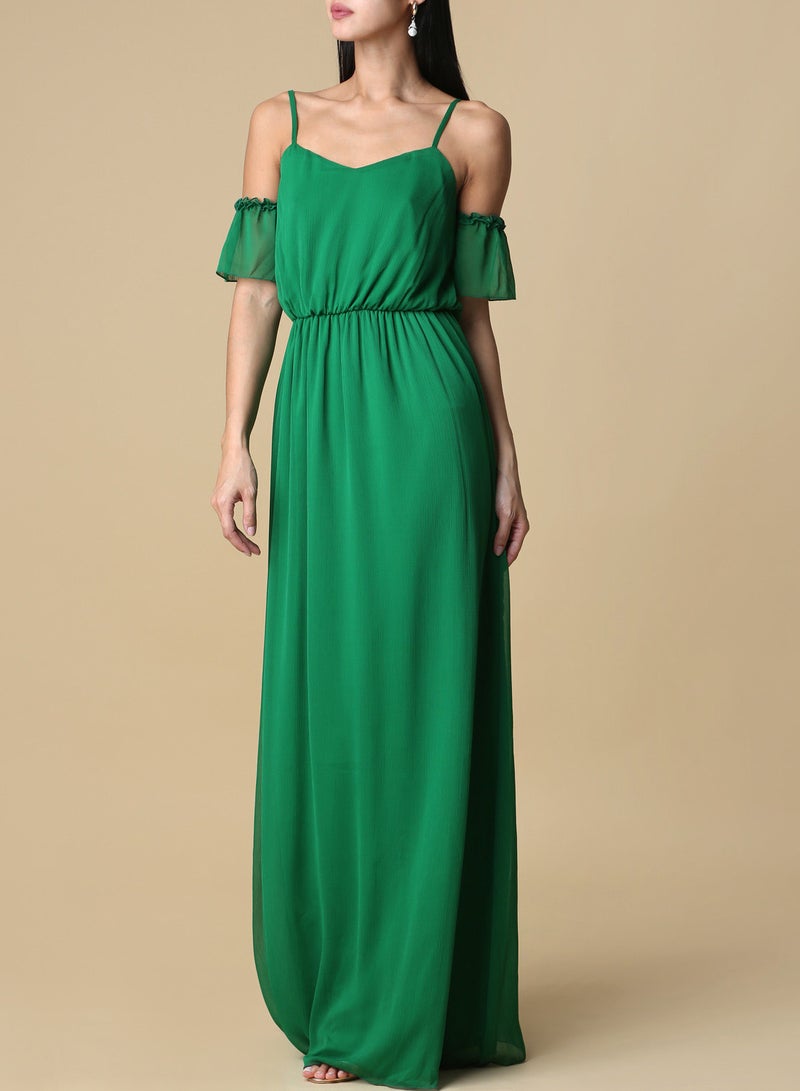 Chiffon Cold Shoulder Maxi Dress Green - v1581243469/N30895036V_1