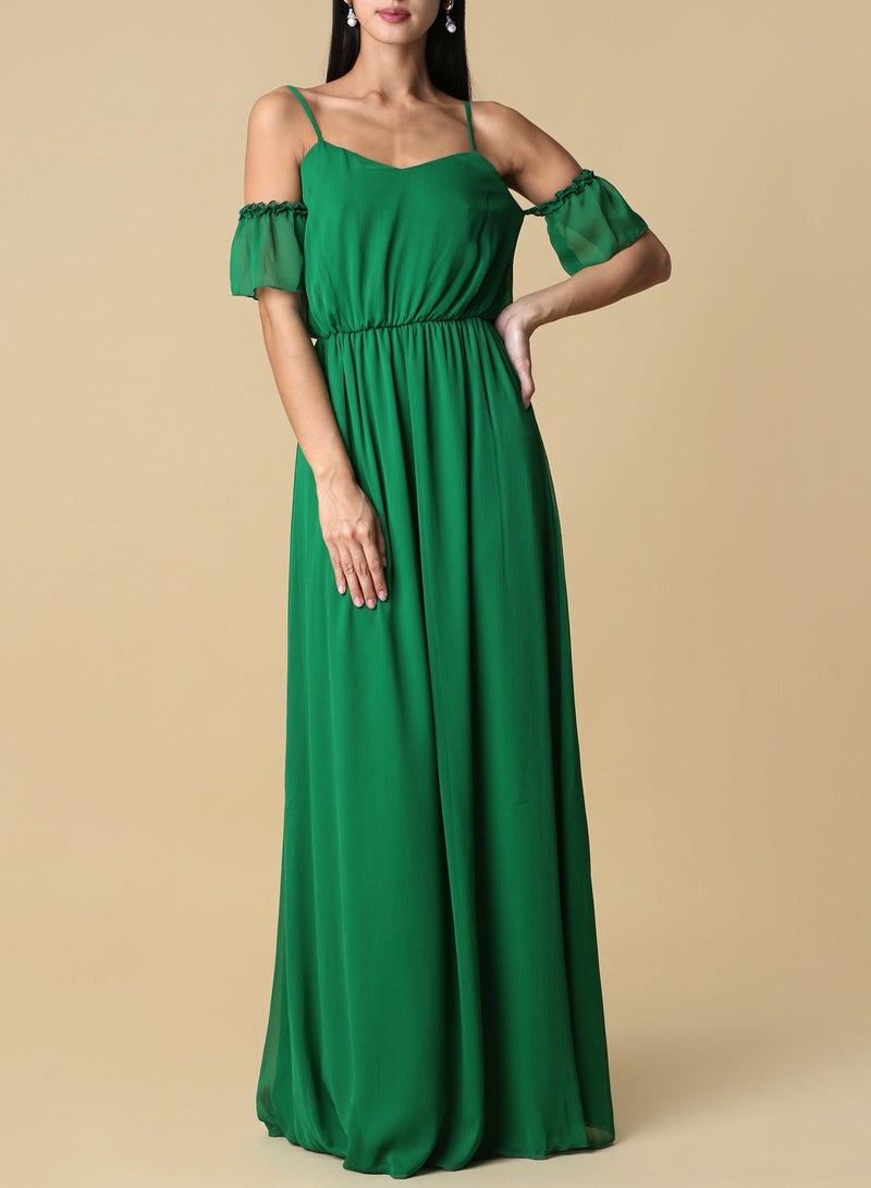 Chiffon Cold Shoulder Maxi Dress Green - v1581243470/N30895036V_2