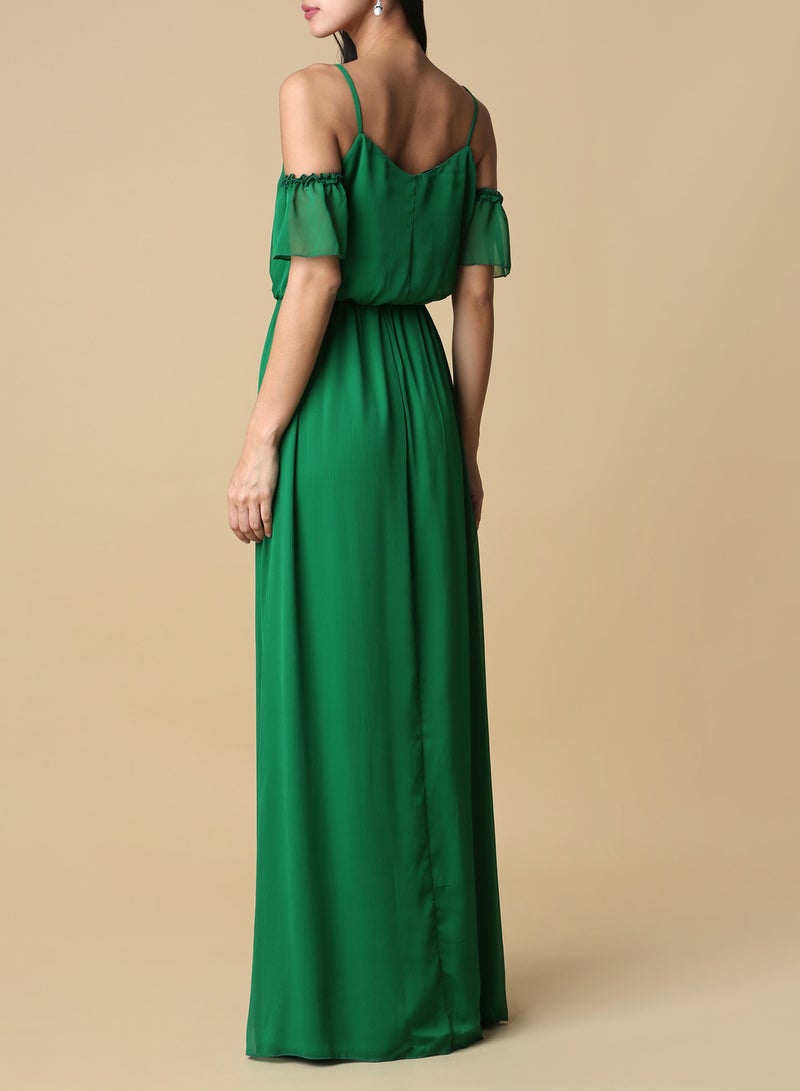 Chiffon Cold Shoulder Maxi Dress Green - v1581243470/N30895036V_3