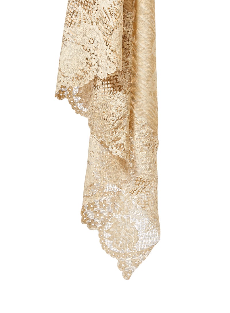 Rosh Embellished Cotton Hijab Scarf Vegas Gold/White  - Image 2