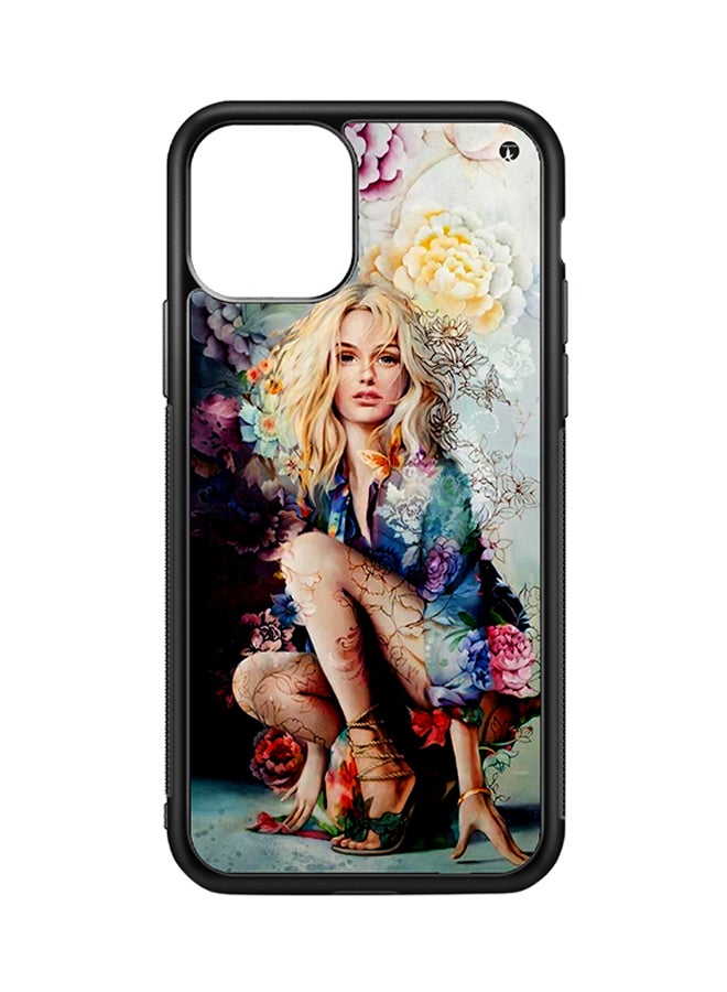 Protective Case Cover For iPhone 11 Pro Vintage Art (Black Bumper)