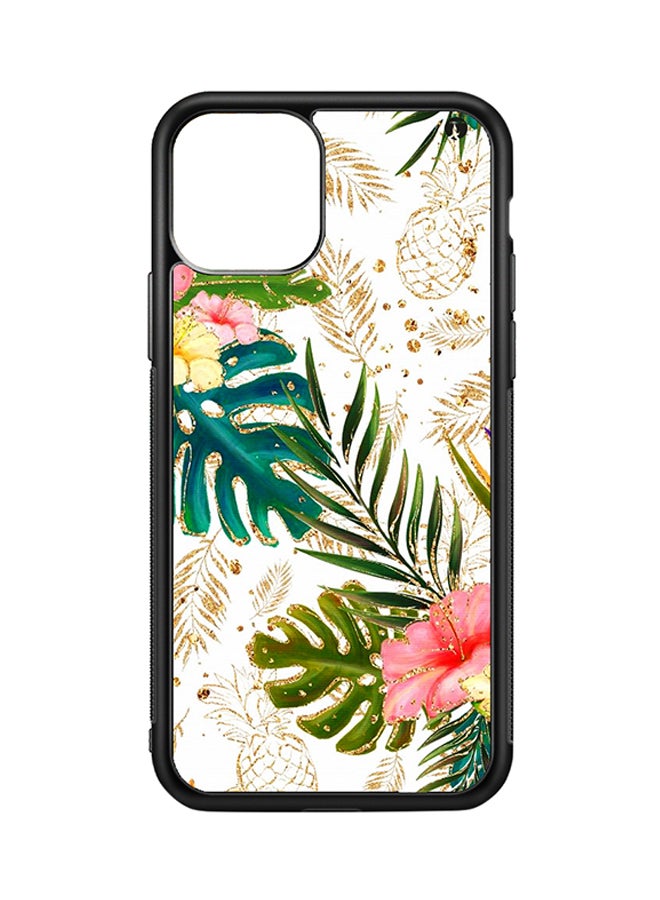 Protective Case Cover For Apple iPhone 11 Pro Flowers (Black Bumper)