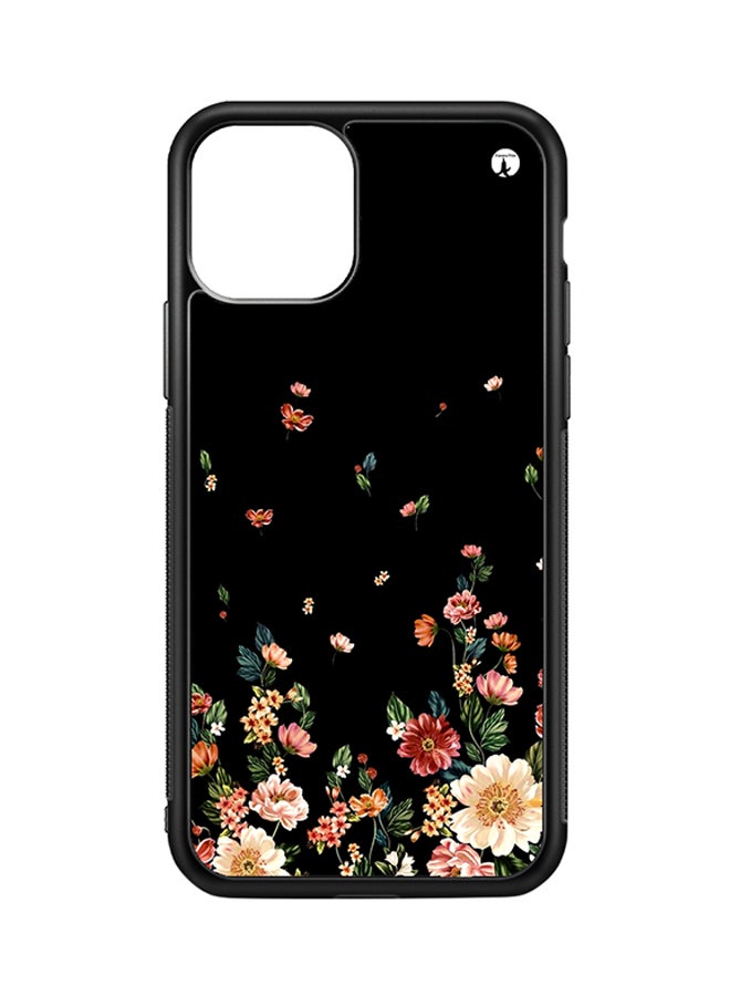Protective Case Cover For iPhone 11 Pro Flowers (Black Bumper)