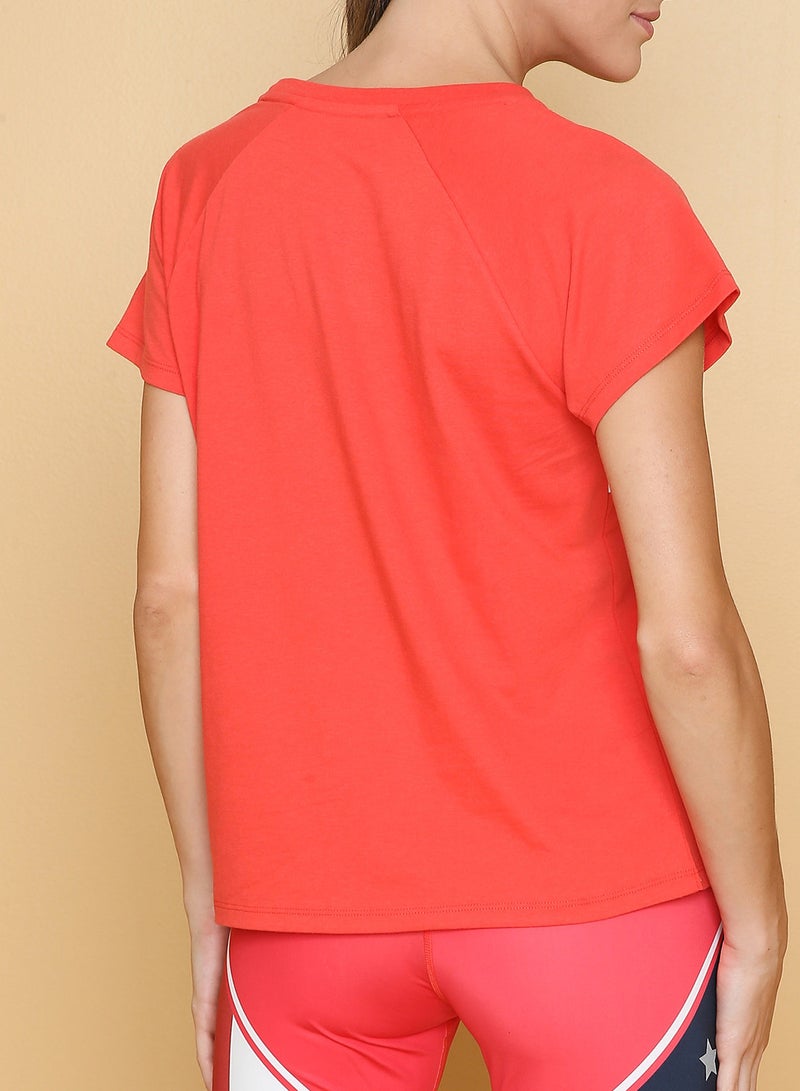 TOMMY SPORT - Short Sleeve Logo Printed Boxy T-Shirt Hibiscus - Image 1