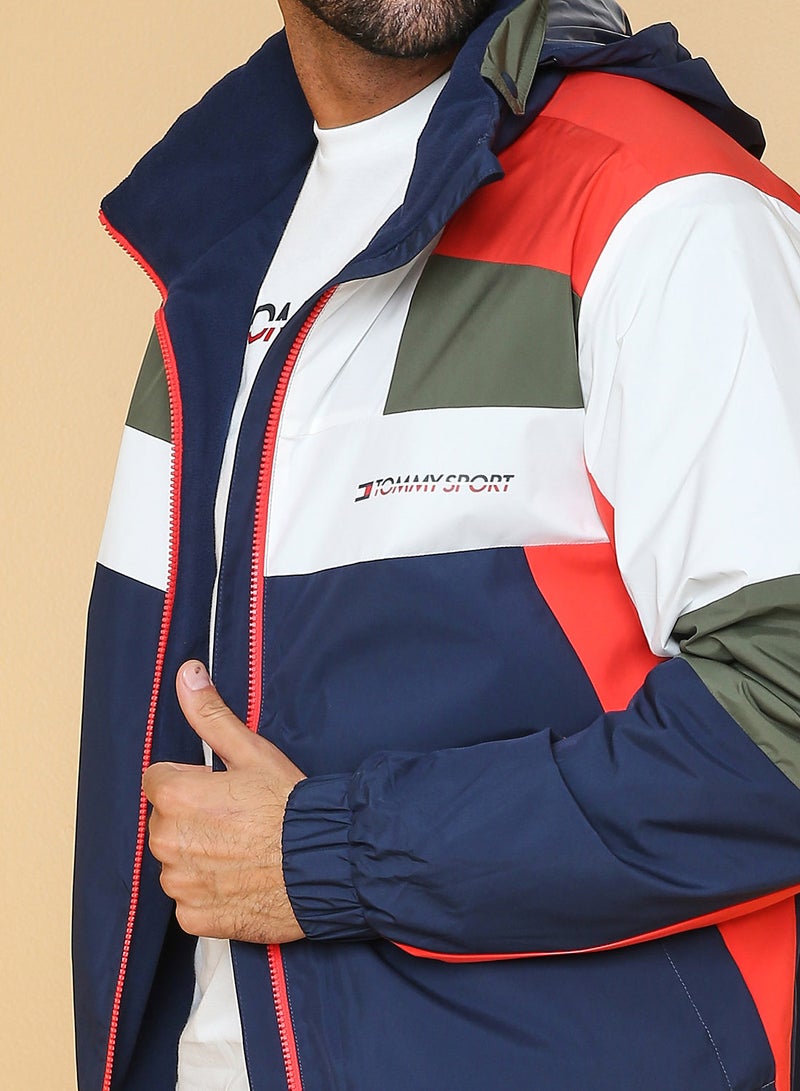 TOMMY SPORT Long Sleeve Colourblock Hooded Jacket multicolour - Image 4