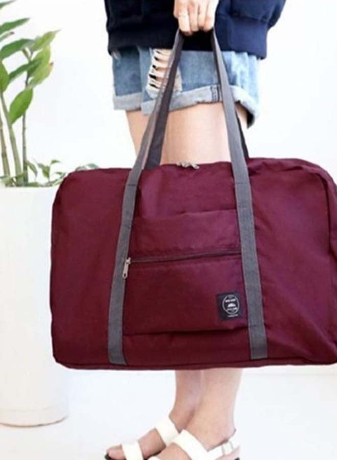 Waterproof Multi-Functional Foldable Travel Duffel Bag Maroon/White - Image 2