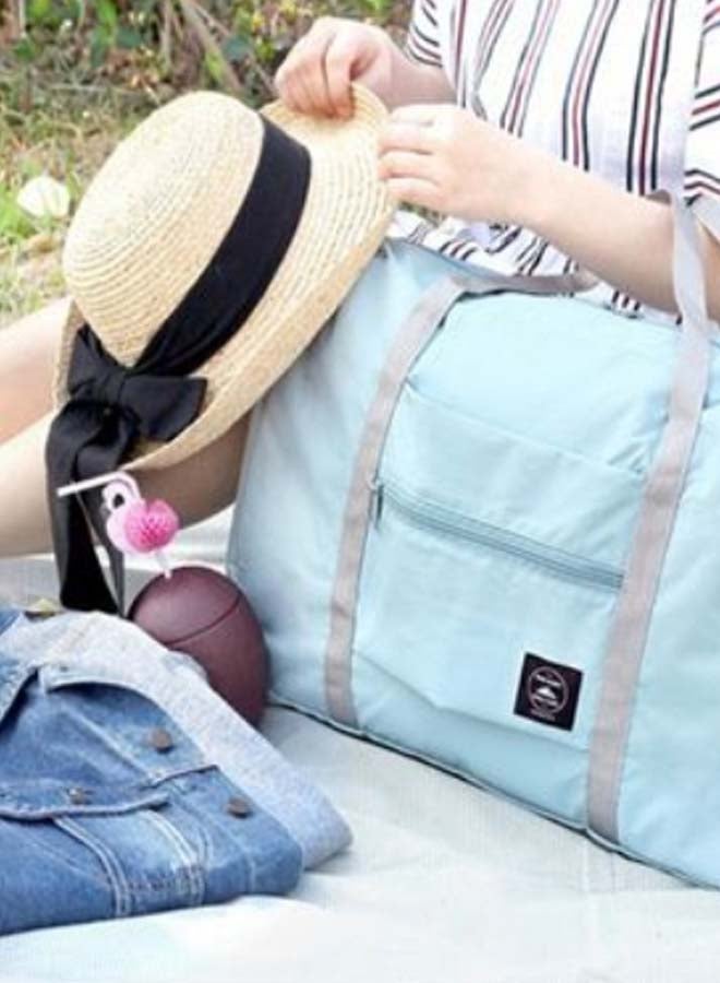 Generic Foldable Waterproof Travel Duffle Bag Blue/Grey  - Image 2