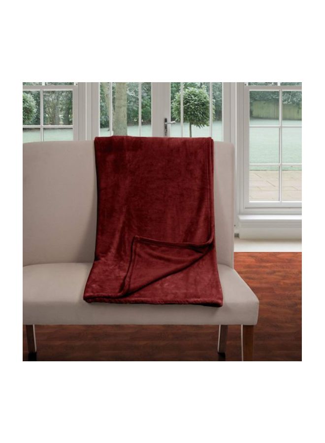 Lavish Home Super Soft Flannel Blanket Polyester Burgundy 160x220cm  - Image 2