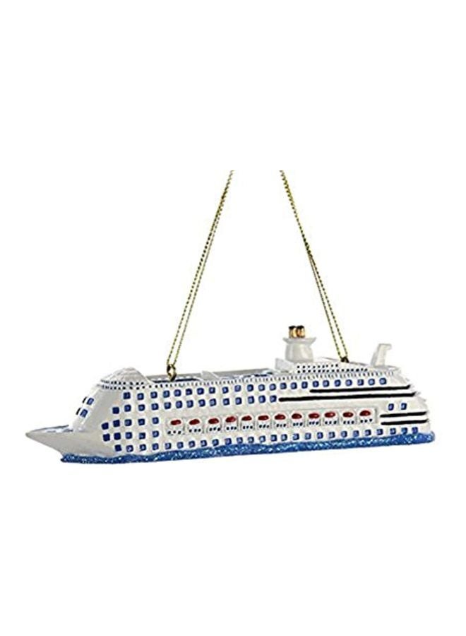 Kurt Adler Cruise Ship Ornament White/Blue/Red 5.25x1.5x5inch