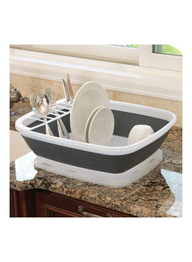 Progressive Collapsible Dish Rack With Drain Board Black/White 19x16inch