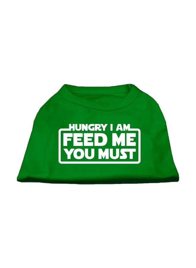 ميراج بيت برودكتس - تيشيرت للحيوانات الأليفة بطبعة عبارة Hungry I Am أخضر/أبيض Large - Image 1