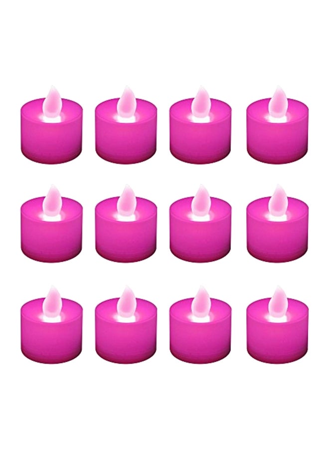 Lumabase 12-Piece LED Battery Operated Tea Light Pink/White 1.2x1.2x1.6inch - Image 1