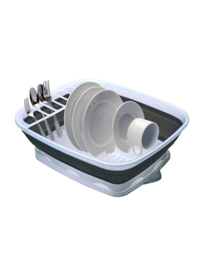 Progressive Collapsible Dish Rack With Drain Board Black/White 19x16inch