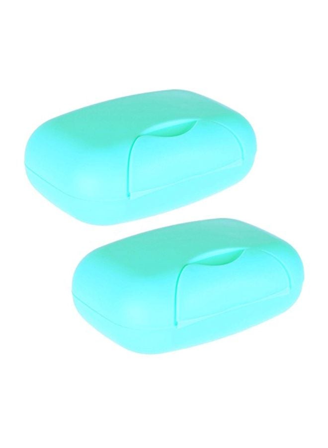 بي سي بي طقم أغطية بلاستيكية للصابون مكوّنة من قطعتين أزرق فيروزي 4.5x1.5x3بوصة - Image 1