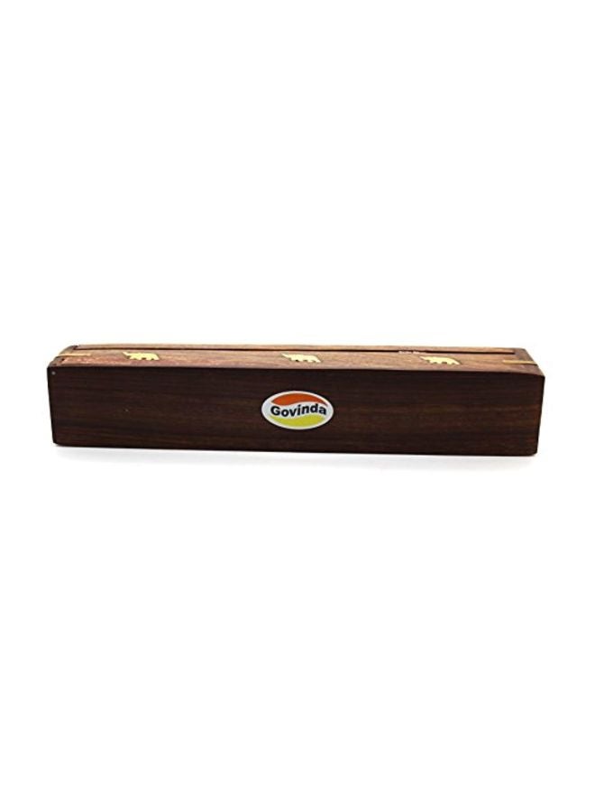 Govinda Wooden Incense Burner Holder Brown 12x2x2.5inch - Image 2