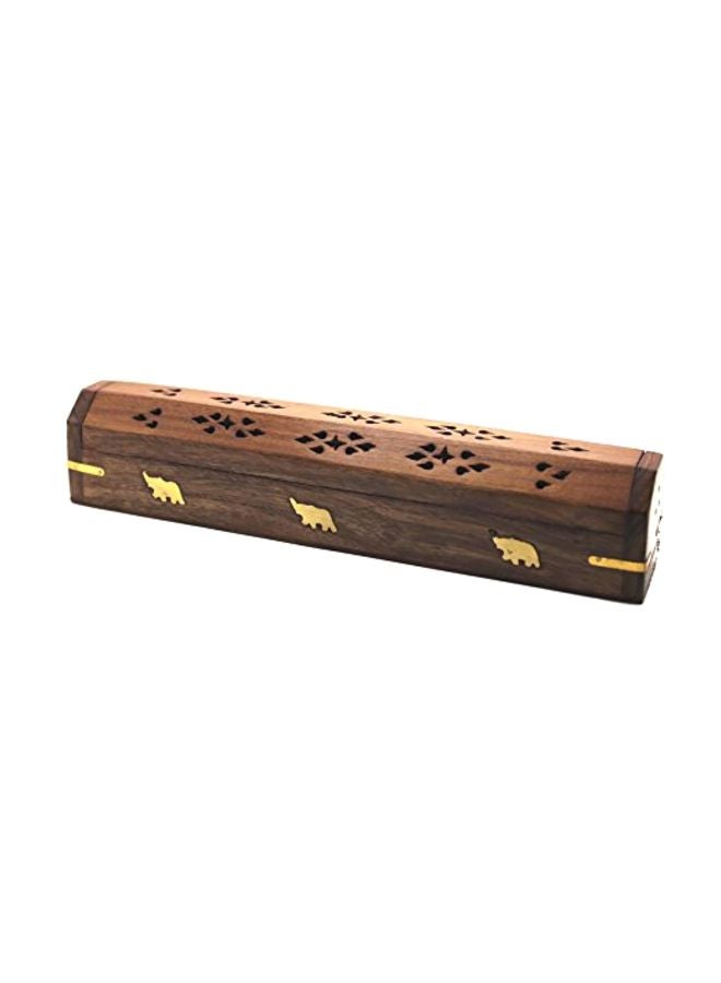 Govinda Wooden Incense Burner Holder Brown 12x2x2.5inch - Image 1