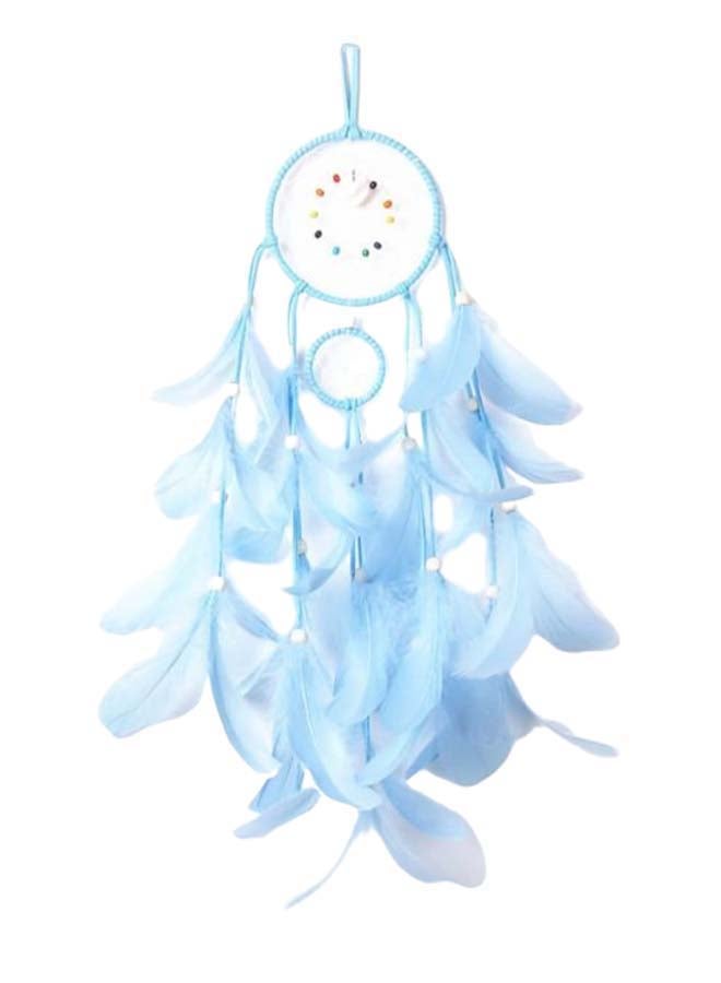 Handmade Beaded Feather Pendant Dream Catcher Blue 15.7inch 