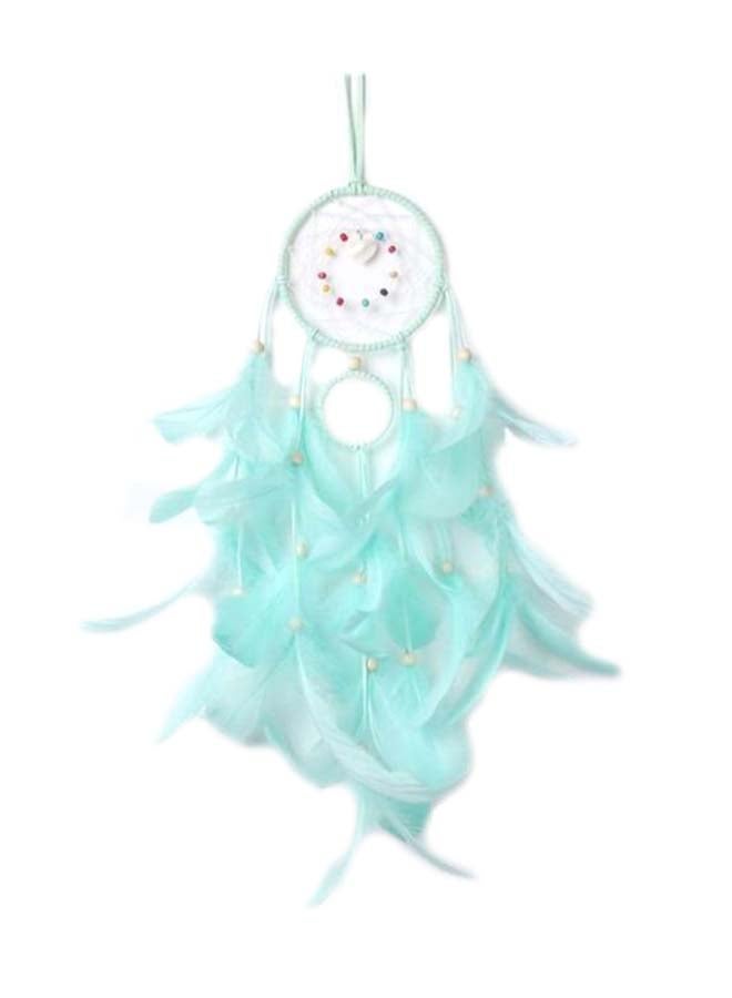 Handmade Beaded Feather Pendant Dream Catcher Blue 18-19inch 