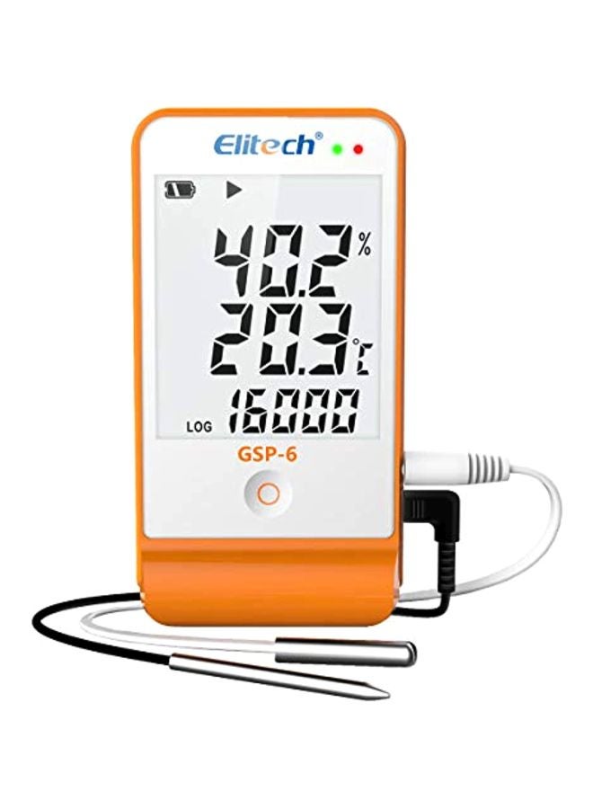 Elitech - Temperature And Humidity Data Logger Recorder White/Clear/Orange 2.4x0.8x4.6inch - Image 1