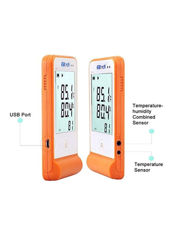 Elitech - Temperature And Humidity Data Logger Recorder White/Clear/Orange 2.4x0.8x4.6inch - Image 1