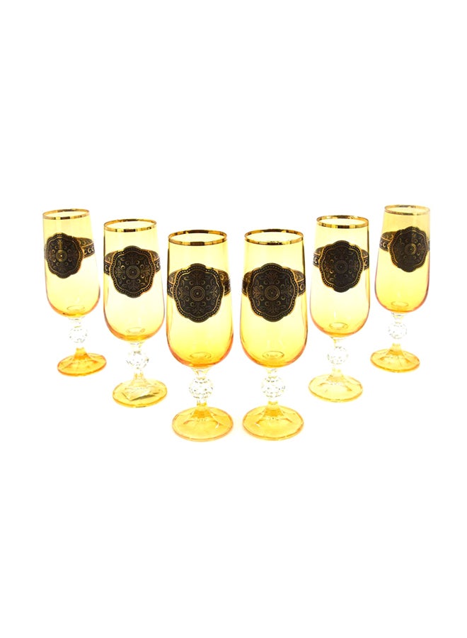 6-Piece Flute Set Yellow/Brown 180ml