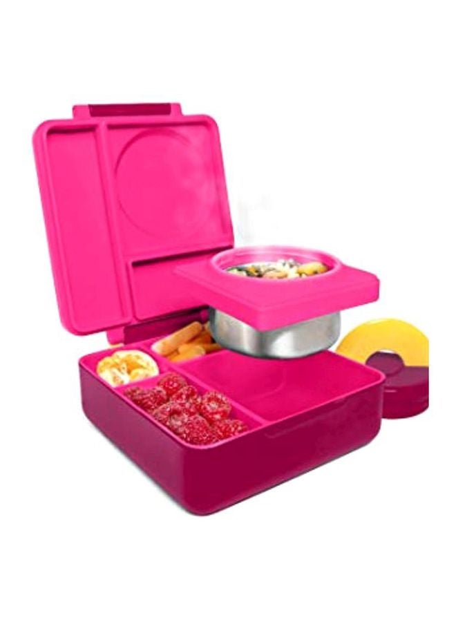 OMIE Insulated Bento Lunch Box With Thermos Food Jar Pink Berry 7x7inch - Image 5