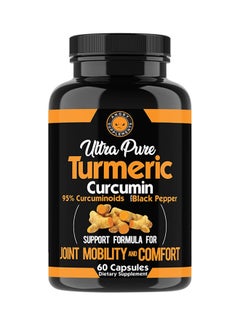 مكمل غذائي Ultra Pure بالكركم والكوركمين، 60 كبسولة .