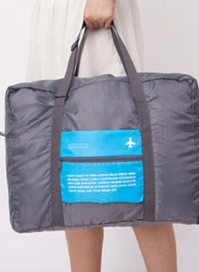 Foldable Waterproof Travel Duffle Bag With Small Case Grey/Blue
