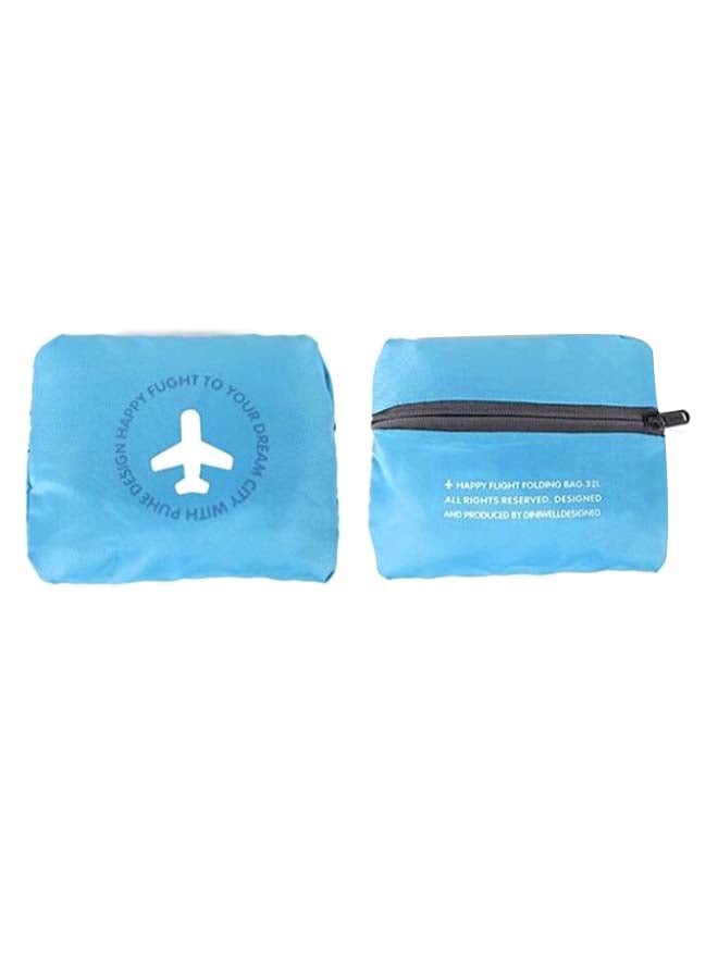 Foldable Waterproof Travel Duffle Bag With Small Case Grey/Blue