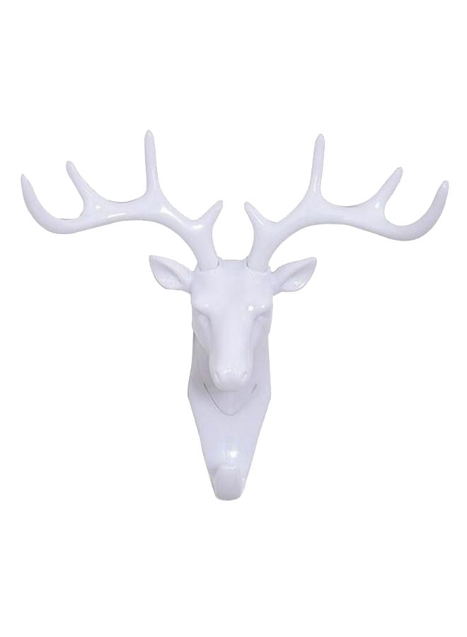 Deer Head Wall Hook White 17 x 18centimeter 