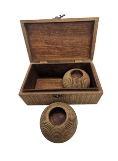 asmat Wooden Candle Box  With Two Candle Stand Brown 24 x10cm  - Image 2