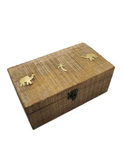 asmat Wooden Candle Box  With Two Candle Stand Brown 24 x10cm  - Image 4