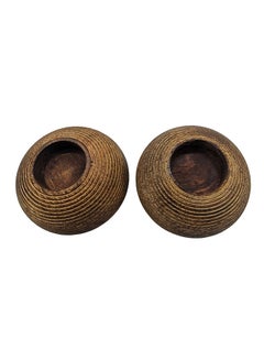 asmat Wooden Candle Box  With Two Candle Stand Brown 24 x10cm  - Image 3