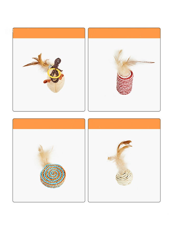 7-In-1 Cat Teaser Interactive Toy Set Wand With Feather Multicolour