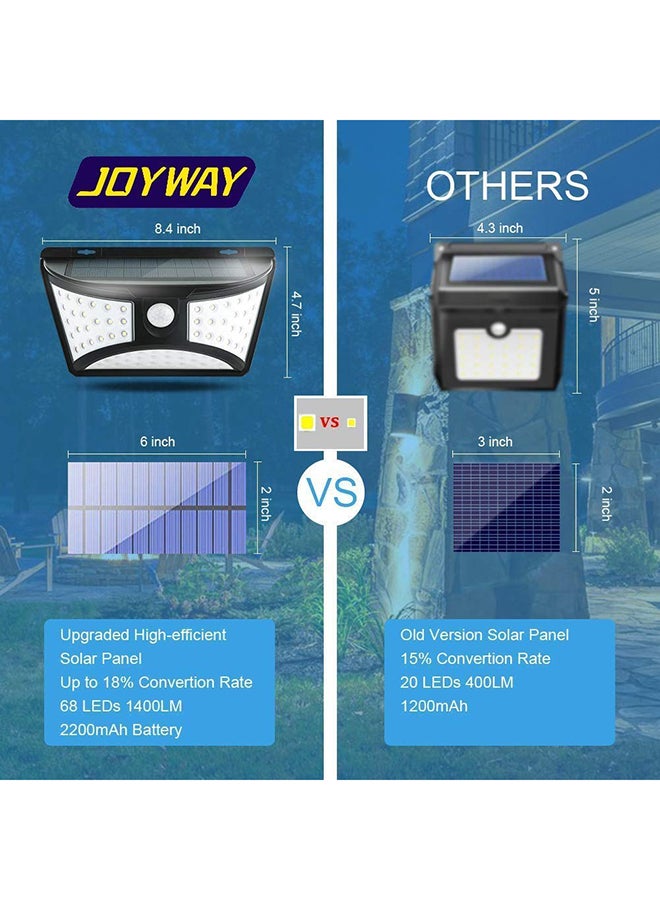 Joyway - 68 LED Outdoor Solar Motion Sensor Wall Light Black 8.4x4.7x3.1inch - Image 1