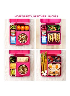 OMIE Insulated Bento Lunch Box With Thermos Food Jar Pink Berry 7x7inch  - Image 2