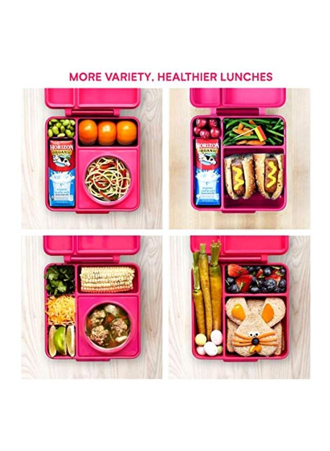 OMIE Insulated Bento Lunch Box With Thermos Food Jar Pink Berry 7x7inch - Image 2